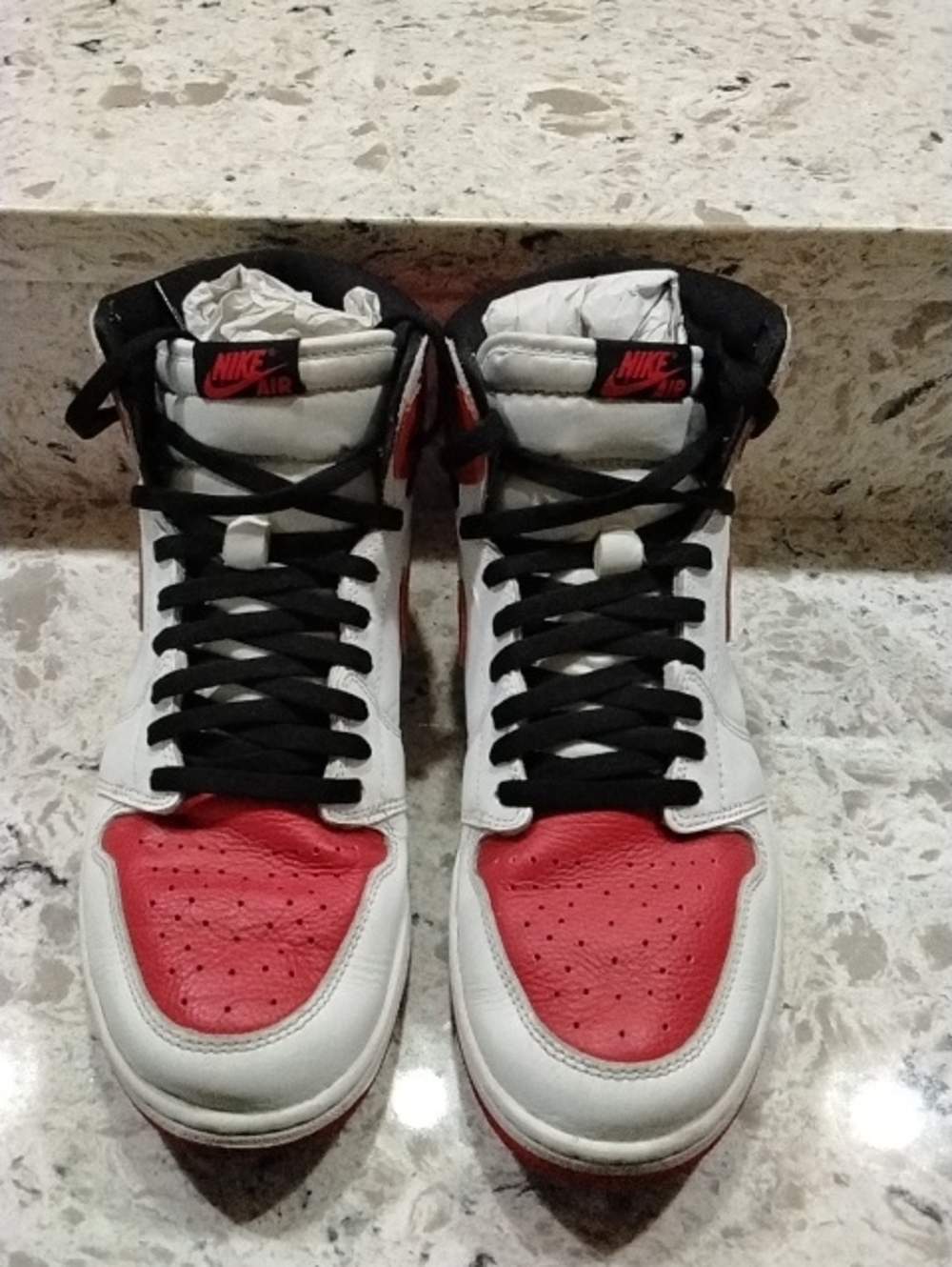 Nike High-Top Basketball Sneakers in White, Red & Black